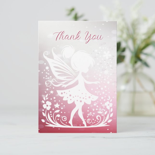 Little Fairy Floral Danke Card (Stehend Vorderseite)