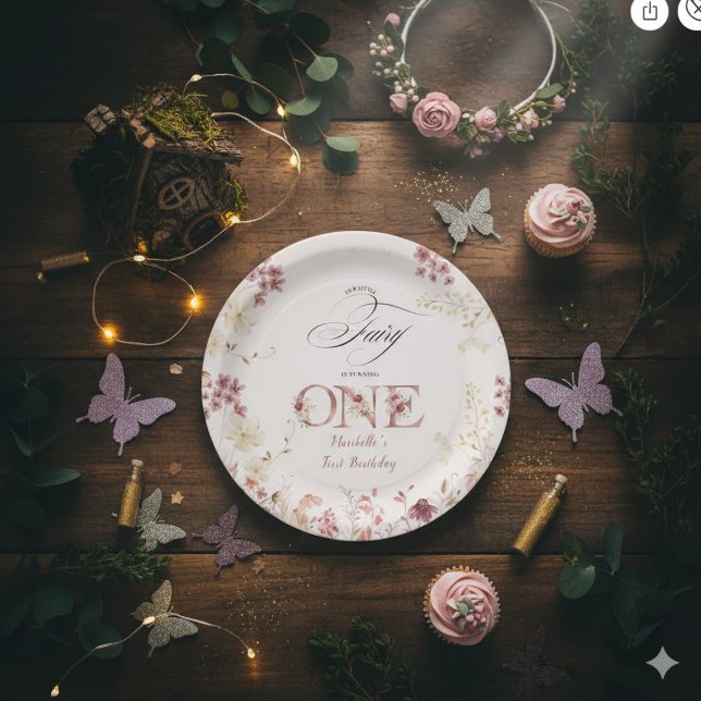 Little Fairy Floral Garden First Birthday  Pappteller (Von Creator hochgeladen)