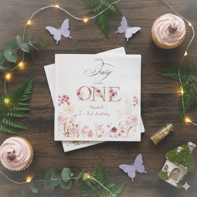 Little Fairy Floral Garden First Birthday  Serviette (Von Creator hochgeladen)