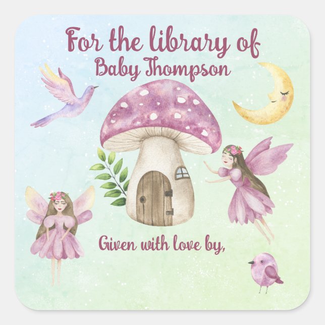 Little Fairy For the library of Quadratischer Aufkleber (Vorderseite)
