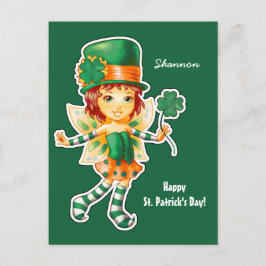 Little Fairy Irish Girl St. Patrick's Day Custom Postkarte