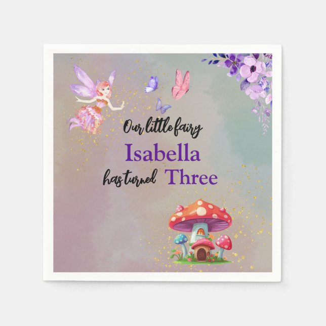 Little Fairy Mushroom House Butterflies Any Age Serviette (Vorderseite)