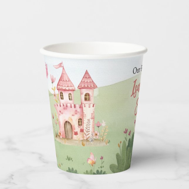 Little Fairy Pink Castle Butterfly Any Age  Pappbecher (Vorderseite)