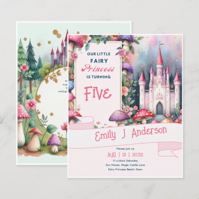 Little Fairy Princess Birthday ANY Age Mairytale (Vorne/Hinten)