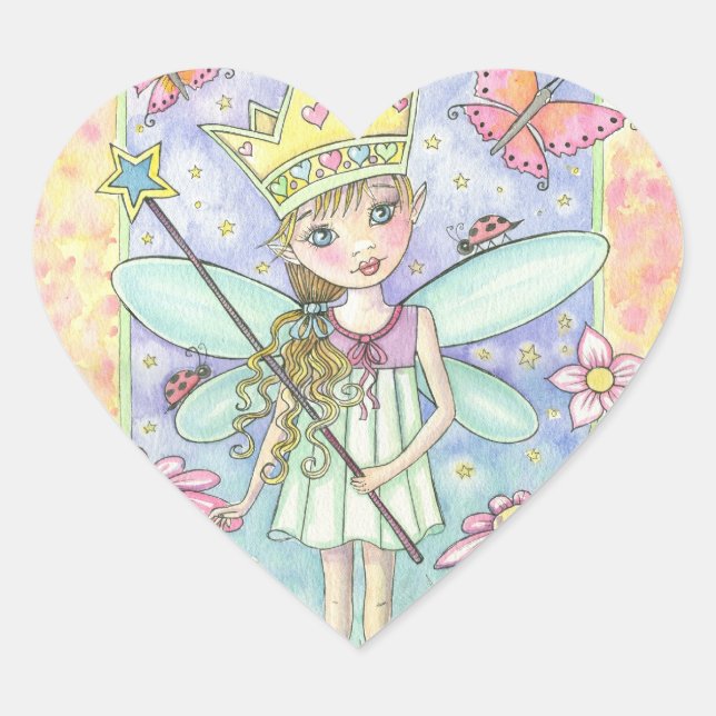 Little Fairy Princess Heart Stickers (Vorderseite)