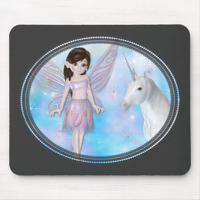 Little Fairy w/Unicorn Designs Mousepad (Vorne)