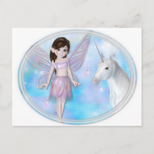 Little Fairy w/Unicorn Designs Postkarte