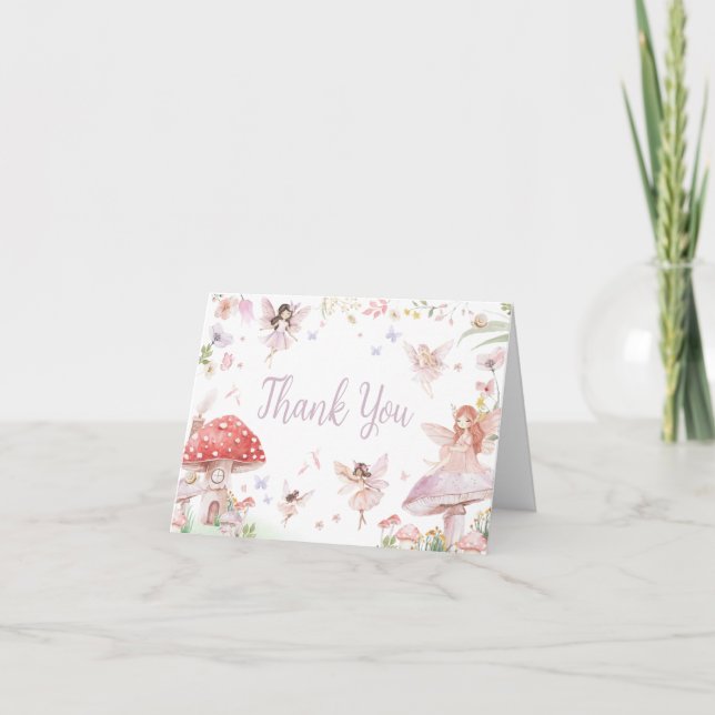 Little Fairy Whimsical Baby Dusche Dankeskarte (Vorderseite)
