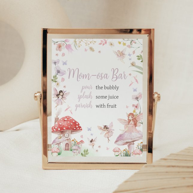 Little Fairy Whimsical Baby Shower Mama Osa Poster (Whimsical Little Fairy Baby Shower Mom Osa Bar Sign)