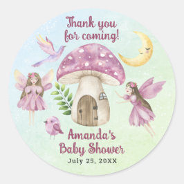 Little Fairy Whimsical Baby Shower Thank you Runder Aufkleber