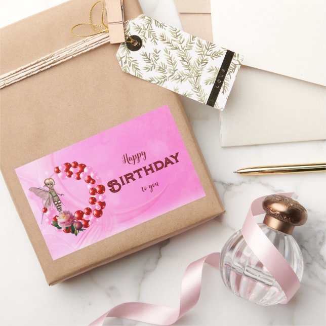 Little Fairy wünscht Ihnen einen schönen Geburtsta Rechteckiger Aufkleber (Schenken)