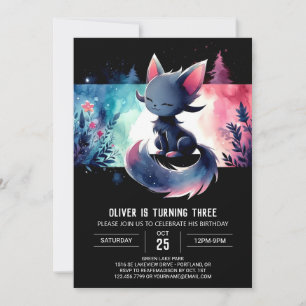 Little Fantasy Cat Birthday Einladung
