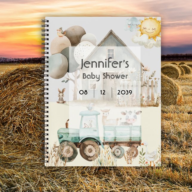 Little Farm Animal Baby Shower Neutral Guest Book Notizbuch (Von Creator hochgeladen)
