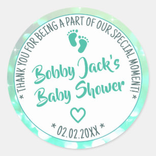 Little Feets Light Aquamarin Ombre Baby Dusche Gef Runder Aufkleber