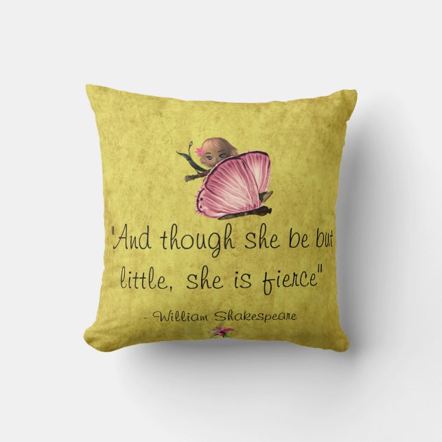 Little Fierce Zitat Fairy Butterfly Throw Kissen (Vorderseite)