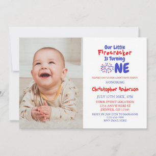 Little Firecracker 1. Geburtstag Einladung