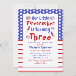 Little Firecracker 3. Geburtstag Einladung