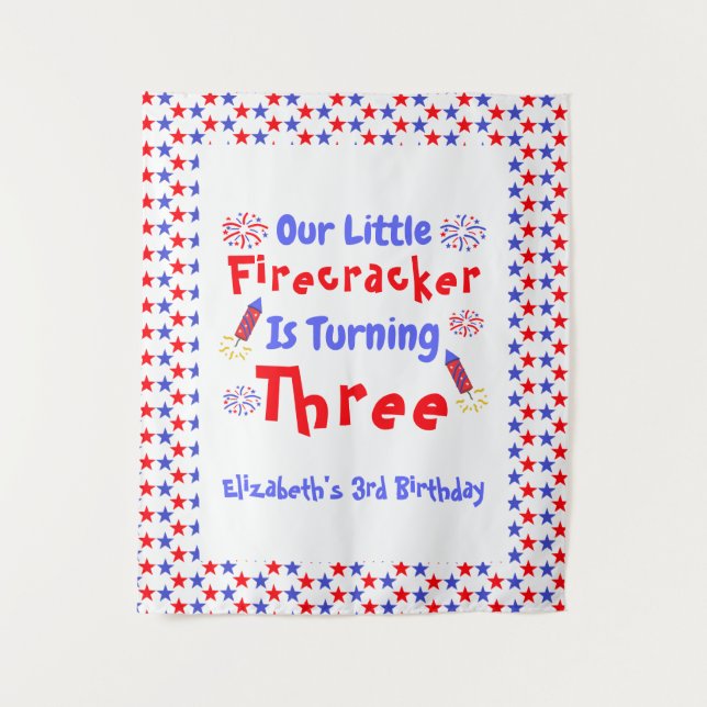 Little Firecracker 3. Geburtstag Wandteppich (Vorderseite)