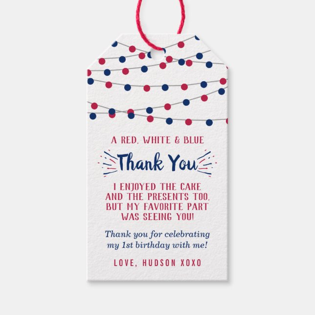 Little Firecracker 4. Juli 1. Geburtstag Geschenkanhänger (Vorderseite)