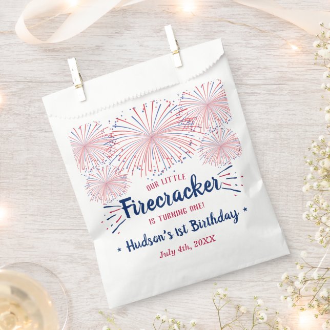 Little Firecracker 4. Juli 1. Geburtstag Geschenktütchen (Ausgeschnitten)