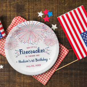 Little Firecracker 4. Juli 1. Geburtstag Pappteller