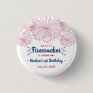 Little Firecracker 4. Juli 1. Geburtstag Party Button