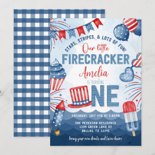 Little Firecracker 4. Juli 1. Geburtstag Party Einladung
