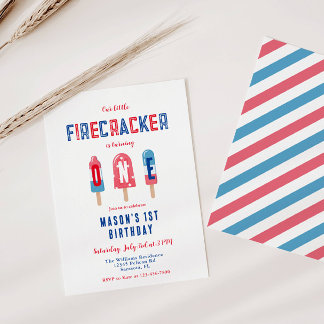 Little Firecracker 4. Juli 1. Geburtstag Party Einladung