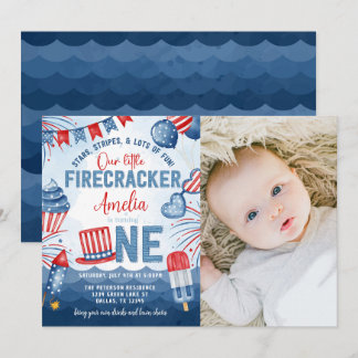 Little Firecracker 4. Juli 1. Geburtstag Party Einladung