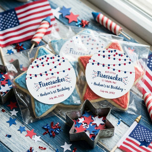 Little Firecracker 4. Juli 1. Geburtstag Runder Aufkleber