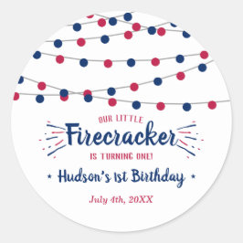 Little Firecracker 4. Juli 1. Geburtstag Runder Aufkleber