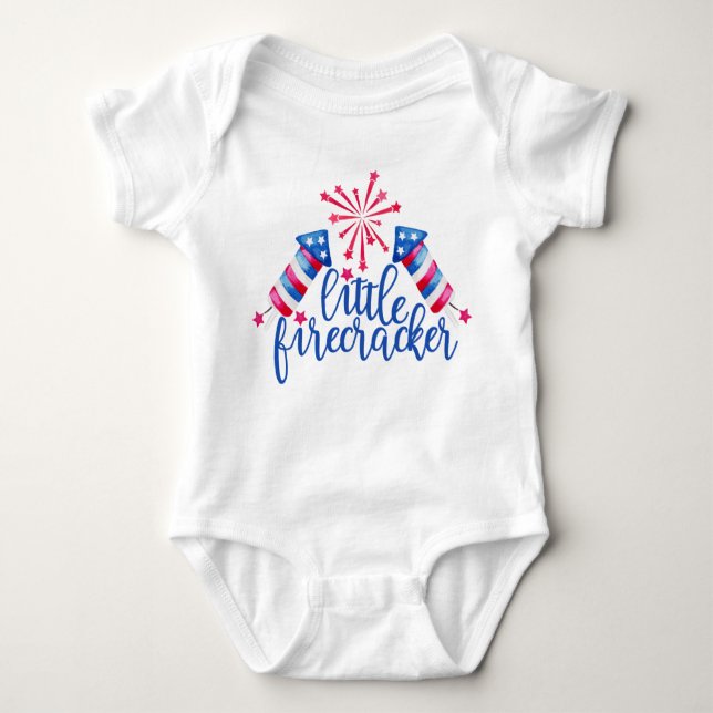 Little Firecracker 4. Juli Baby Bodysuit Strampler (Vorderseite)