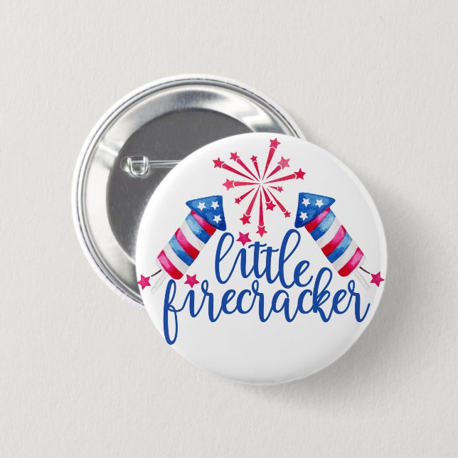 Little Firecracker 4. Juli Geburtstagspartei Button (Vorne & Hinten)