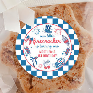 Little Firecracker 4. Juli Geburtstagsticker Runder Aufkleber