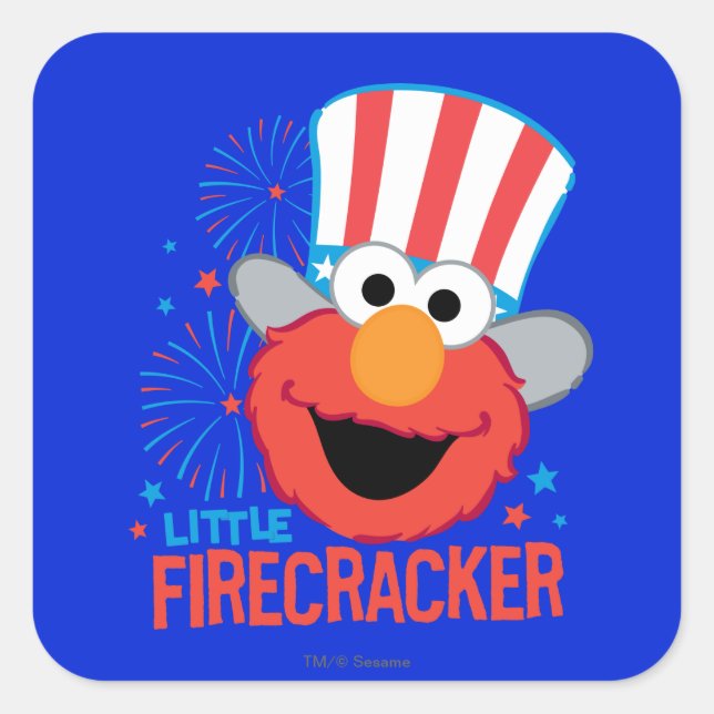 Little Firecracker Elmo Quadratischer Aufkleber (Vorderseite)