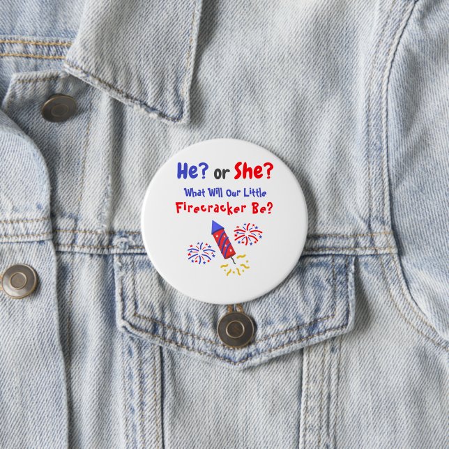 Little Firecracker Gender Reveal Button (Beispiel)
