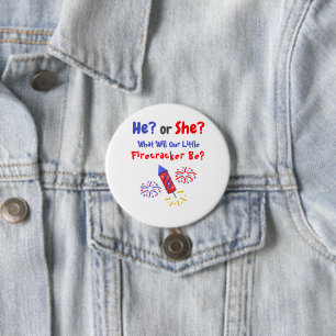 Little Firecracker Gender Reveal Button