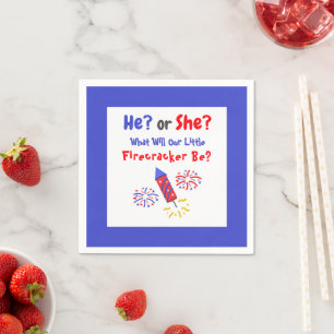 Little Firecracker Gender Reveal Napkins Serviette