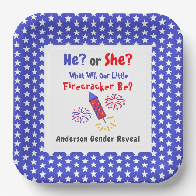 Little Firecracker Gender Reveal Pappteller (Vorderseite)