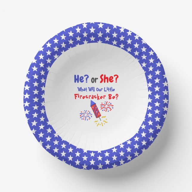 Little Firecracker Gender Reveal Pappteller (Vorderseite)