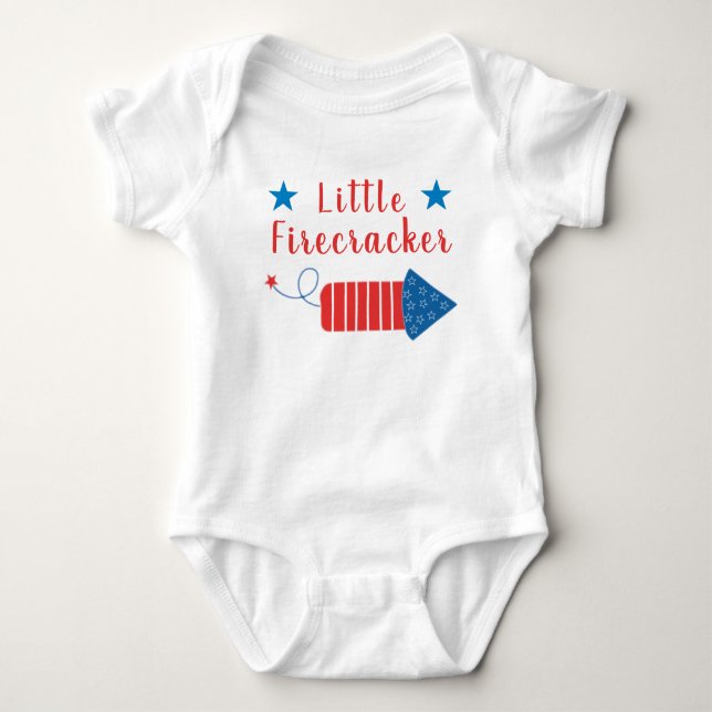 Little Firecracker Stars Streifen Red White Blue Baby Strampler (Vorderseite)