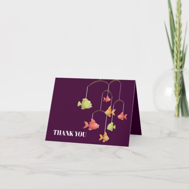 Little Fish Crimson Red Baby Shower Dankeskarte (Vorderseite)