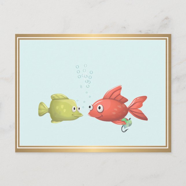 Little Fish Hearts and Hook Postcard Ankündigungspostkarte (Vorderseite)