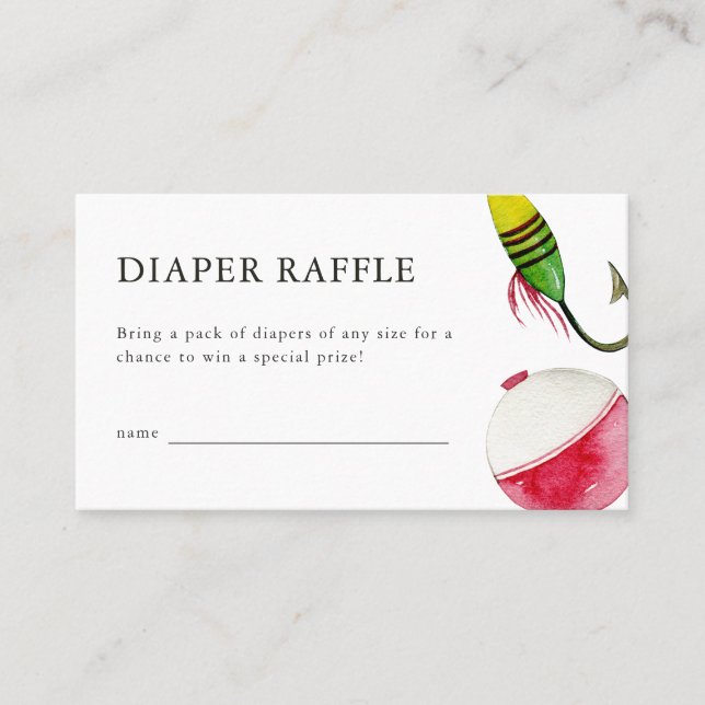 Little Fisherman Baby Shower Diaper Raffle Card Platzkarte (Vorderseite)