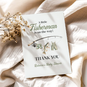 Little Fisherman Clothesline Fishing Baby Shower Dankeskarte