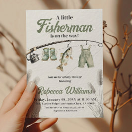 Little Fisherman Clothesline Fishing Baby Shower Einladung