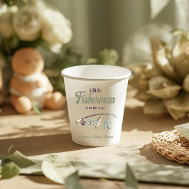 Little Fisherman Clothesline Fishing Baby Shower Pappbecher