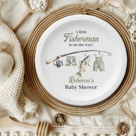 Little Fisherman Clothesline Fishing Baby Shower Pappteller