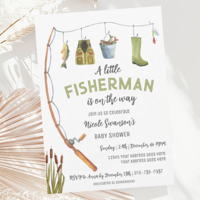 Little Fisherman Fishing Baby Shower Einladung (Von Creator hochgeladen)