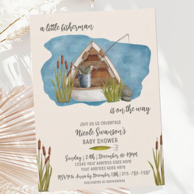 Little Fisherman Fishing Baby Shower Einladung (Von Creator hochgeladen)